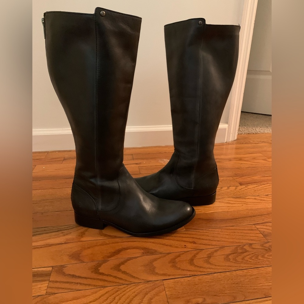 Frye Black Boots- size 8. Back zip.